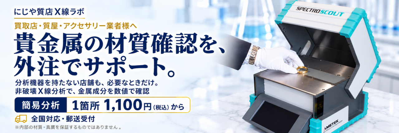 貴金属等の真贋鑑定に、スピード×信頼×低コストのX線分析を。